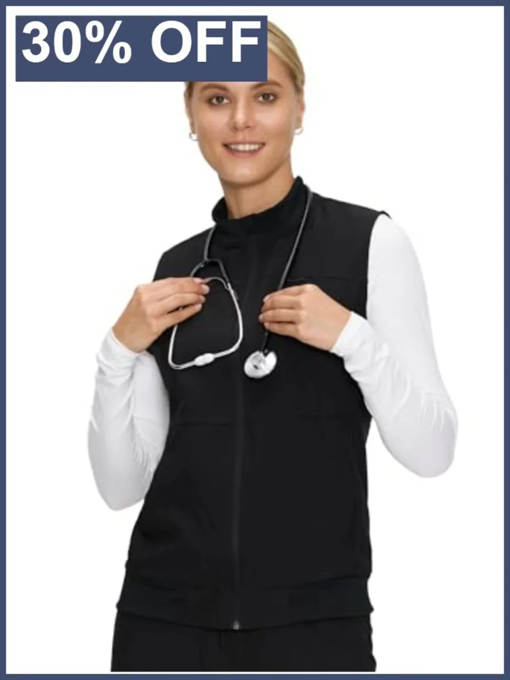 Scrubs Vest for Women Nurse Healthcare 3 Pockets Slim Fit Medical